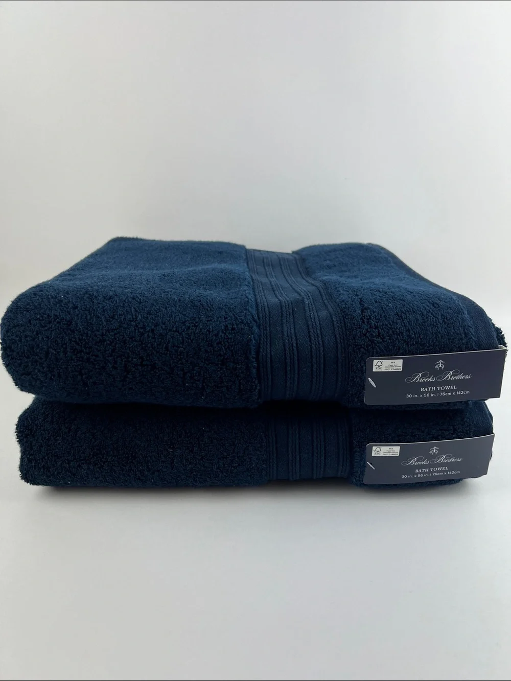 Brooks Brothers Bath Towel Set Navy Blue Soft Plush 100% Cotton 8 Pc NEW